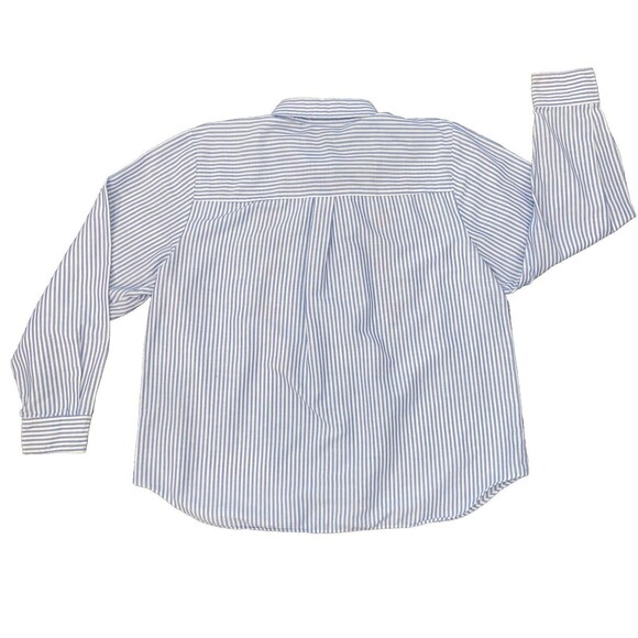 Vintage 90s BonWorth Blue White Vertical Stripe Flower Embroidered Top Sz XL - Picture 2 of 13